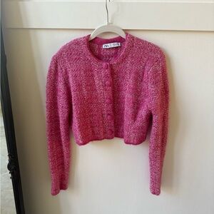 Zara Pink Knit Cardigan Sweater
